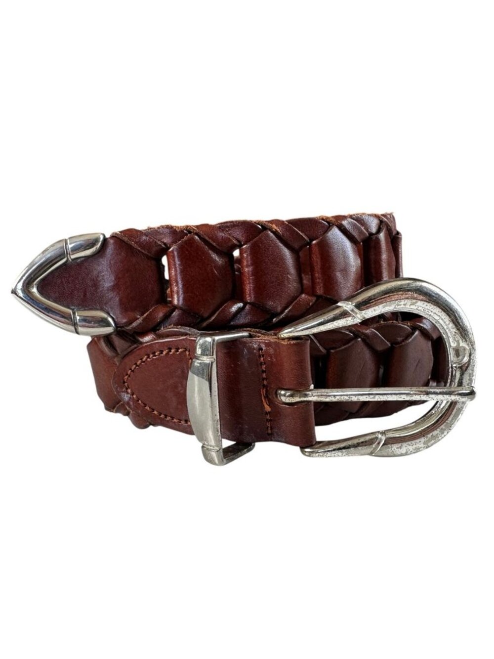 Vintage Full Grain Cowhide Braided Leather Belt Size 36 Argentina Western